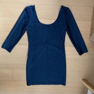Electric blue long-sleeved mini dress
